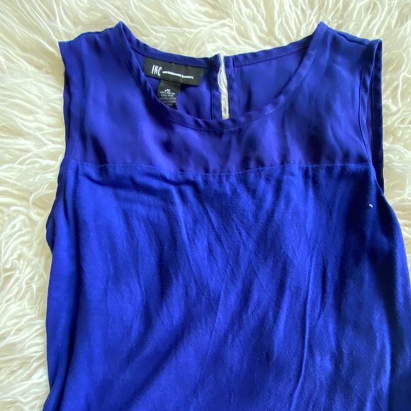INC Royal Blue sheer shoulder Blouse - Picture 2 of 5